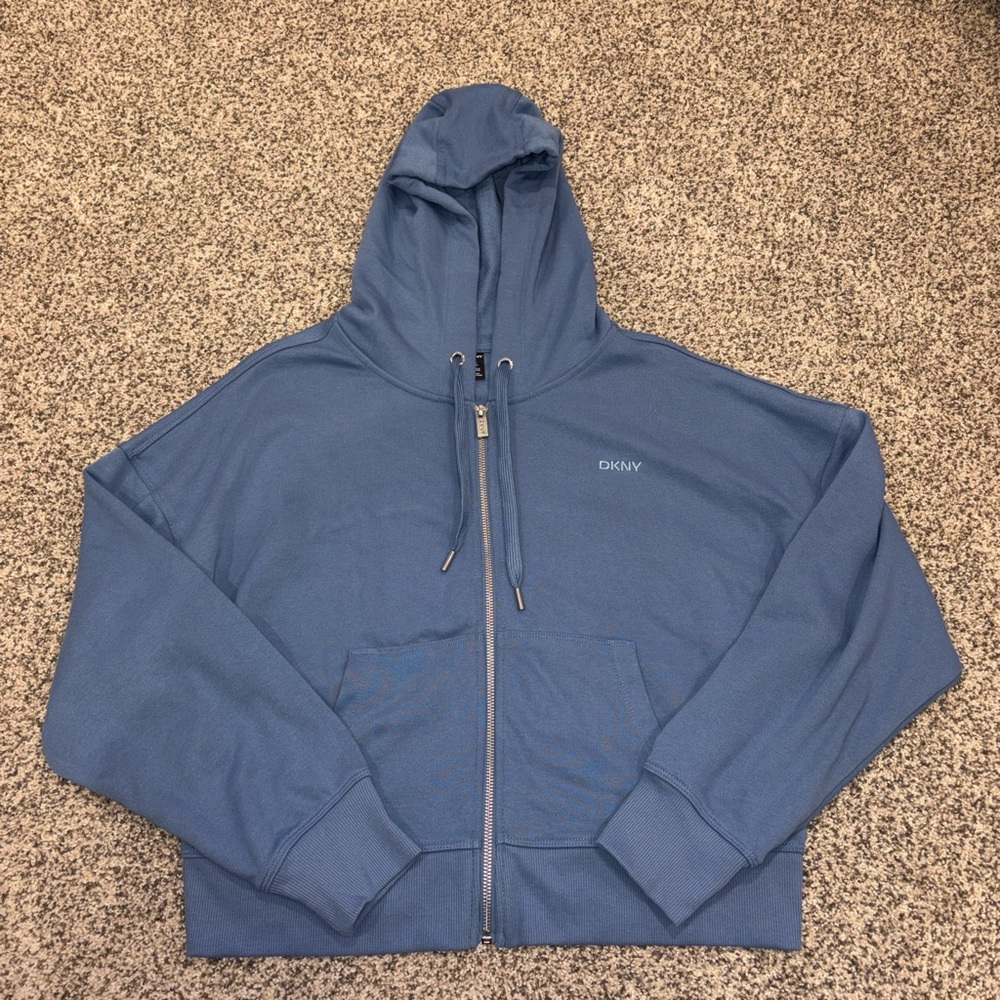 DKNY Men's Zip-Up Blue Sweater
